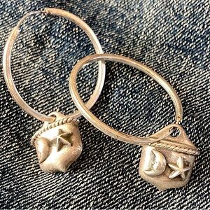 Barry Kieselstein-Cord 1” Moon Star Hoop Earrings